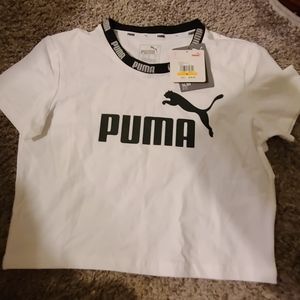 Puma cropped tee medium slim fit NWT .